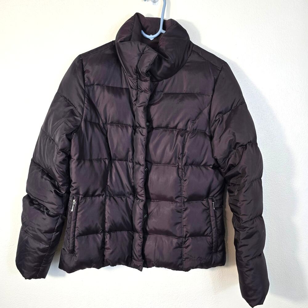 Eddie Bauer Goose Down Jacket Women's M Plum Puffer Zip Pockets Gorpcore READ